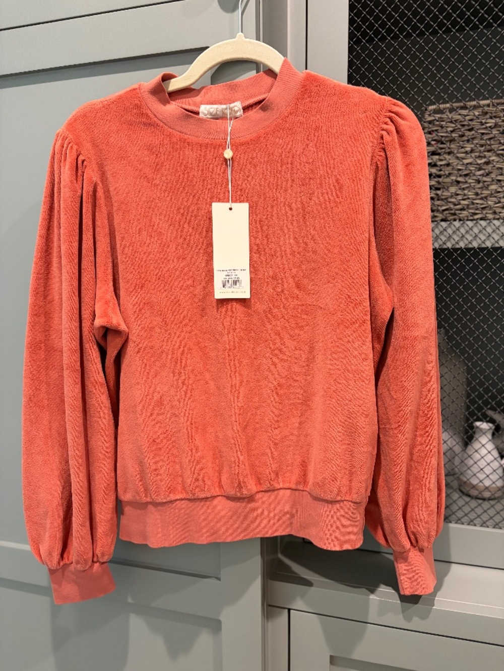 Suzi Kondi Puff Sleeve Velour Sweatshirt